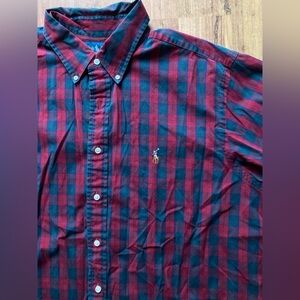 Ralph Lauren Classic Fit Flesh Pony Button Down Tartan Plaid Mens 17.5 XL Shirt